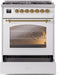 ILVE Nostalgie II 30" Dual Fuel Liquid Propane Range, White, Brass Trim UP30NMPWHGLP ILVE