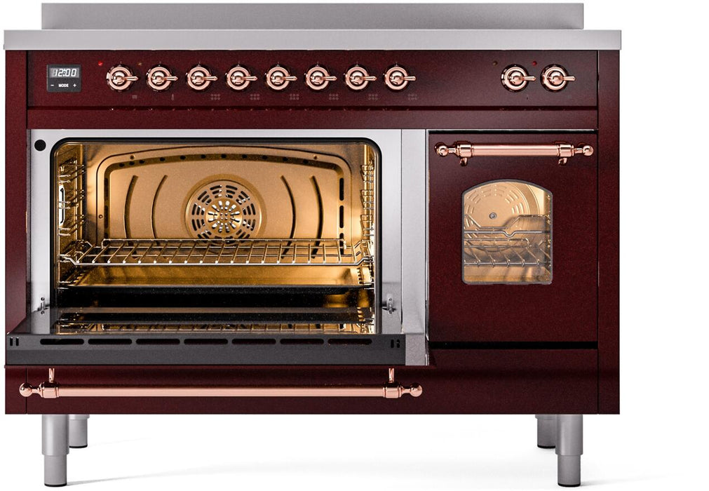 ILVE Nostalgie II 48" Electric Range, Burgundy, Copper Trim UPI486NMPBUP ILVE