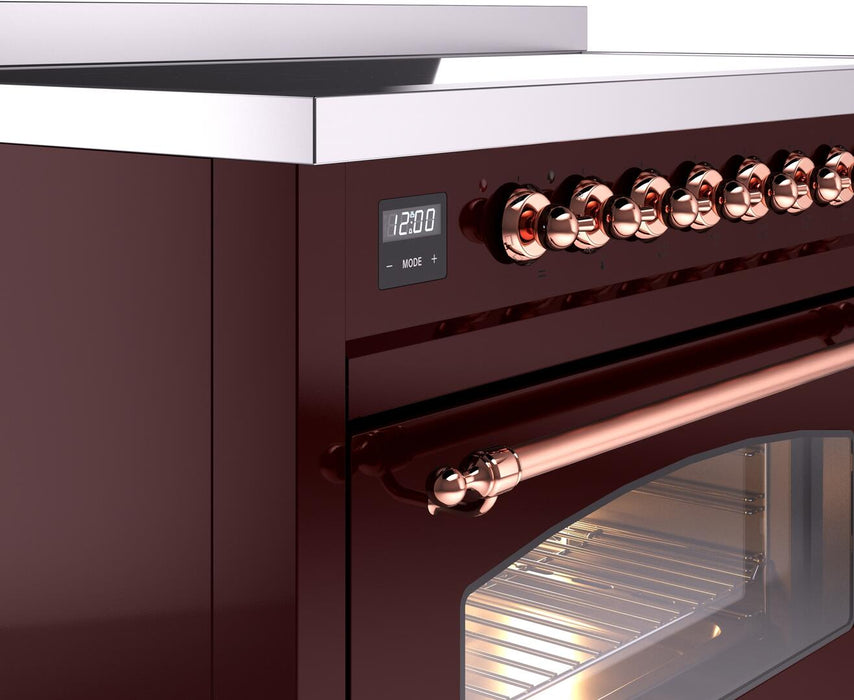 ILVE Nostalgie II 48" Electric Range, Burgundy, Copper Trim UPI486NMPBUP ILVE