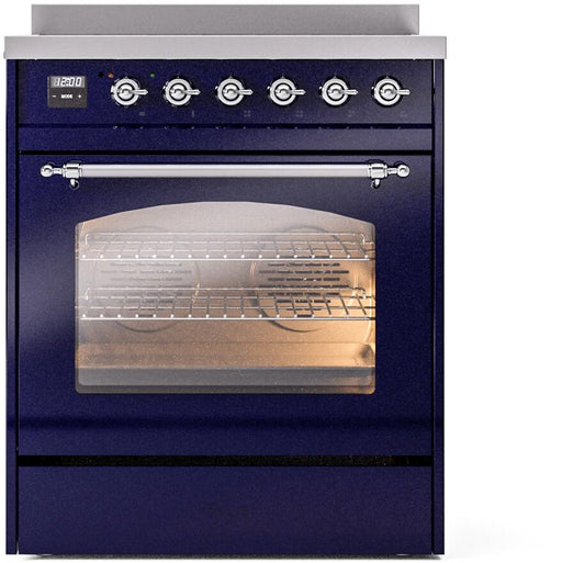 ILVE Nostalgie II 30" Electric Range, Blue Chrome Trim UPI304NMPMBC ILVE