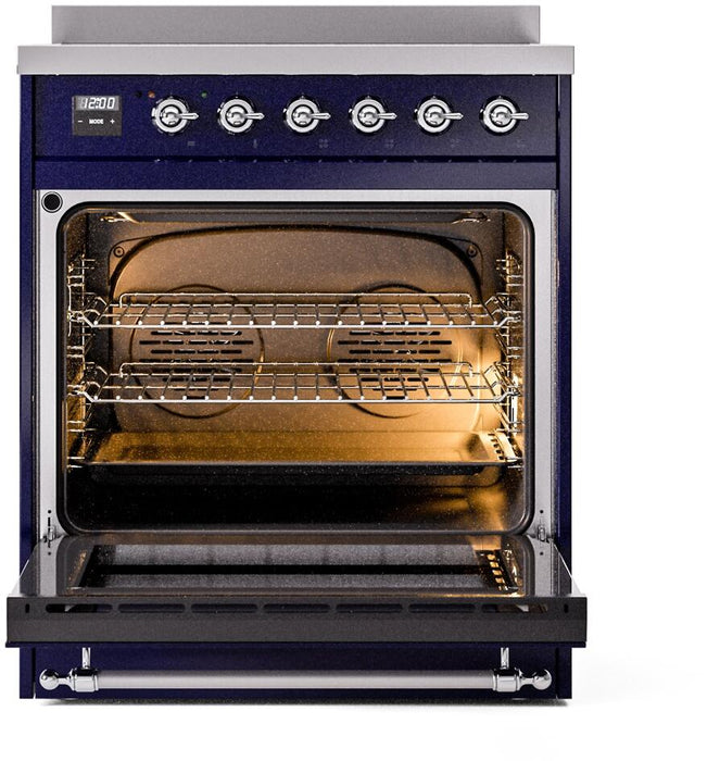 ILVE Nostalgie II 30" Electric Range, Blue Chrome Trim UPI304NMPMBC ILVE