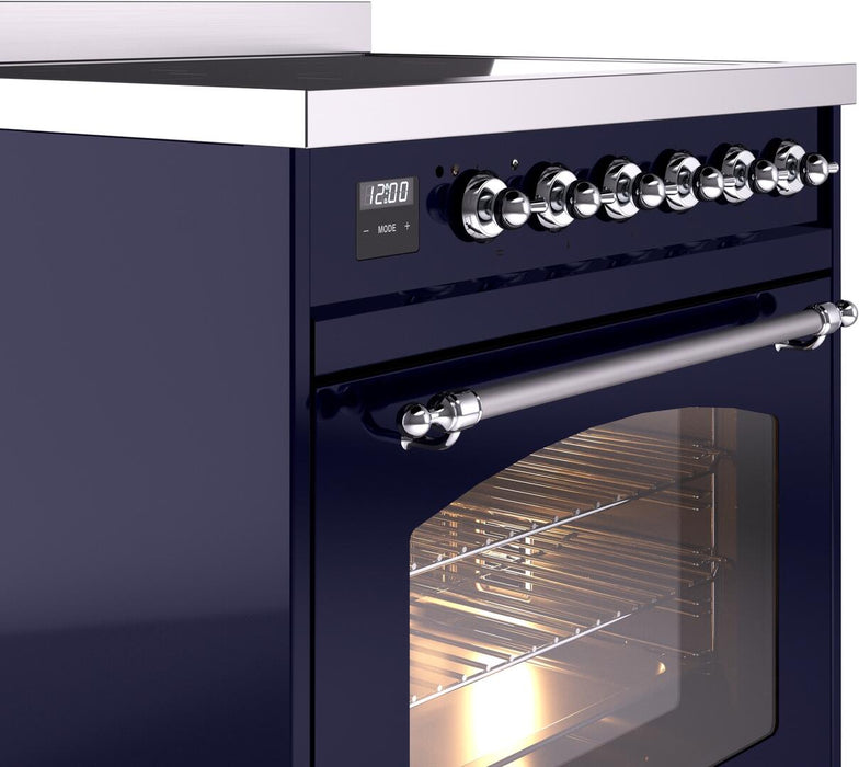 ILVE Nostalgie II 30" Electric Range, Blue Chrome Trim UPI304NMPMBC ILVE