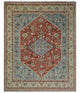 8x10 Antique look Traditional Floral Gray, Rust and Beige Hand knotted wool Area Rug