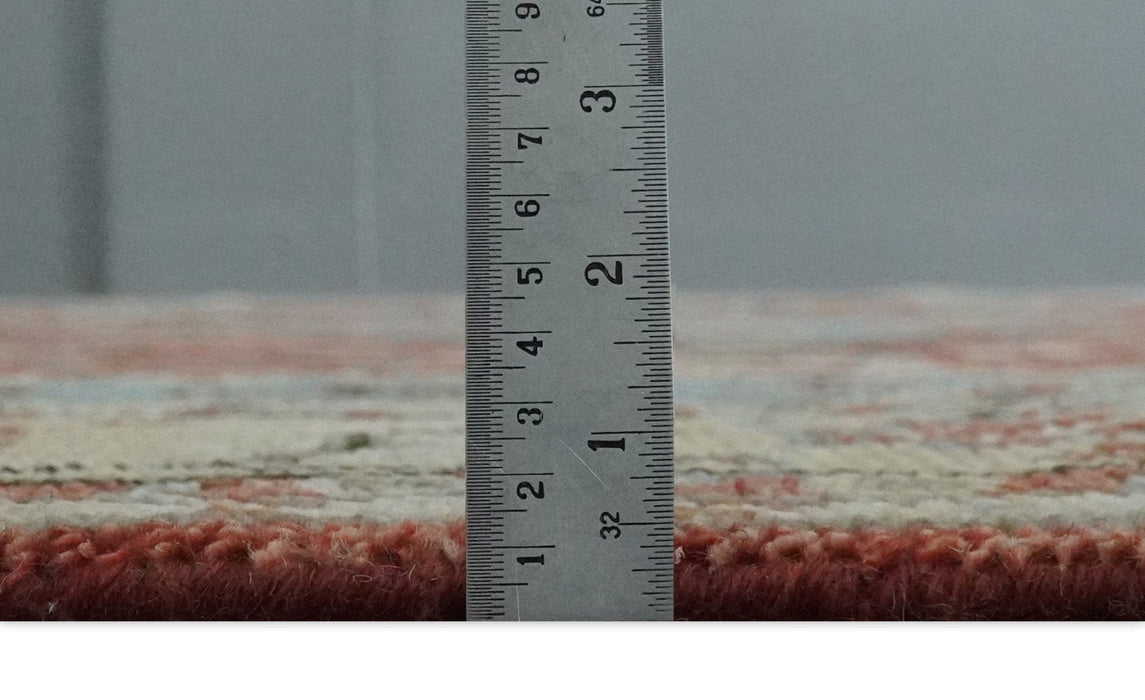 8x10 Antique look Traditional Floral Gray, Rust and Beige Hand knotted wool Area Rug