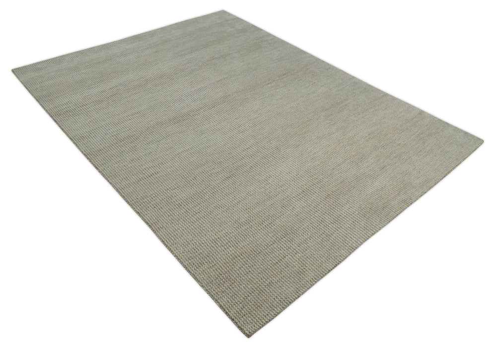 8x10 Beige and Ivory Hand Knotted Rug Contemporary area Rug