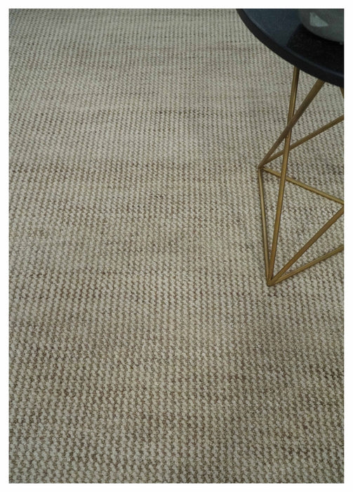 8x10 Beige and Ivory Hand Knotted Rug Contemporary area Rug