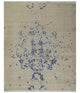 8x10 Beige, Blue and Silver Antique Style, Abstract Hand Knotted Low pile Wool Area Rug
