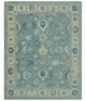 8x10 Blue, Ivory and Beige Hand Tufted Oriental Oushak wool area rug