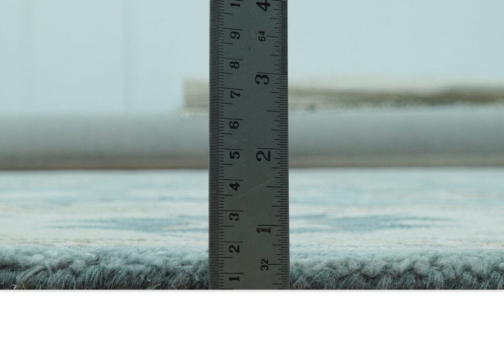 8x10 Blue, Ivory and Beige Hand Tufted Oriental Oushak wool area rug