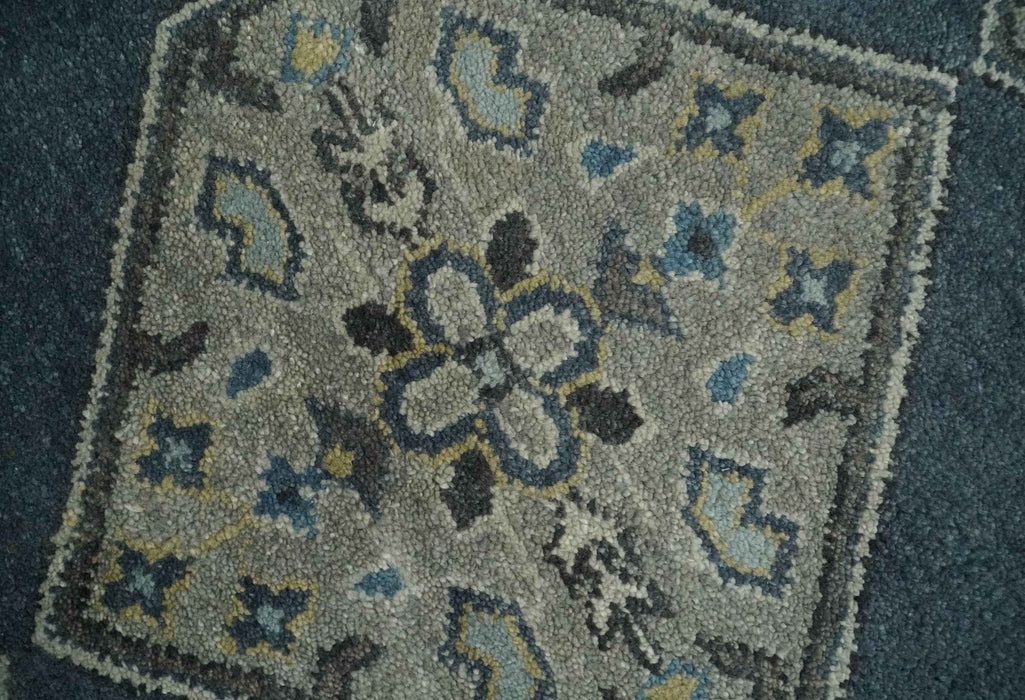 8x10 Gray, Silver and Charcoal Hand knotted Traditional wool Area Rug