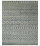 8x10 Hand Knotted Beige, Gray and Blue Modern Contemporary Southwestern Tribal Trellis Recycled Silk Area Rug | OP44