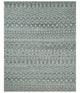 8x10 Hand Knotted Ivory, Gray and Blue Modern Contemporary Southwestern Tribal Trellis Recycled Silk Area Rug
