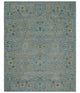 8x10 Hand Tufted Gray, Beige and Accent Blue Traditional Herati Design Wool Rug