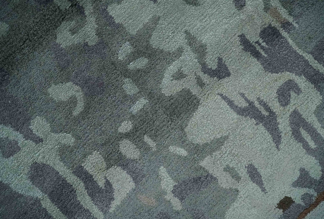 8x11 Gray, Silver and Brown Modern Abstract Hand Tufted wool and Art silk Area Rug