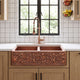NAUXUS Copper Farmhouse Kitchen Sink, Handmade Single-Bowl Custom Copper Apron Sink Include Kitchen Basket Stainer , FMHK04-NX