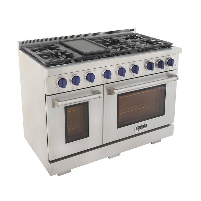 Kucht 48 Inch Liquid Propane, All Gas Double Oven Freestanding Range in Stainless Steel KFX480/LP-B - Farmhouse Kitchen and Bath