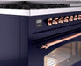 ILVE Nostalgie II 48" Dual Fuel Liquid Propane Range, Blue, Copper Trim UP48FNMPMBPLP ILVE