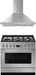 SMEG Portofino Series 2-Piece Stainless Steel Kitchen Package with CPF36UGGX 36" Gas Range and KPF36UX 36" Wall Mount Hood, 950936 SMEG
