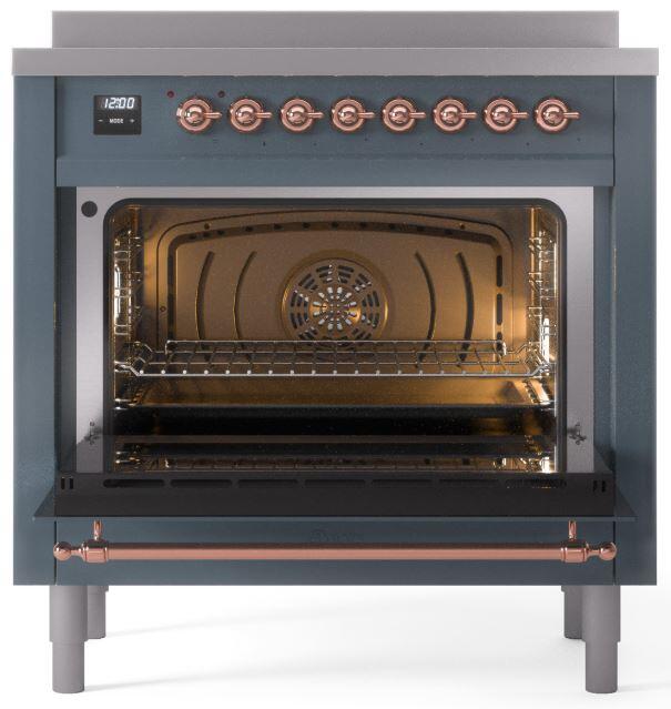 ILVE Nostalgie II 36 " Electric Range, Blue Grey, Copper Trim UPI366NMPBGP