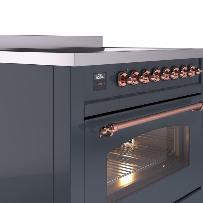 ILVE Nostalgie II 36 " Electric Range, Blue Grey, Copper Trim UPI366NMPBGP