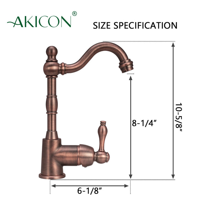 Copper One-Handle Widespread Kitchen Bar Sink Faucet, Solid Brass Prep Sink Faucet - Antique Bronze — AK96118P1-AB