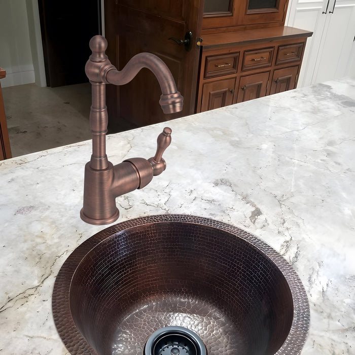 Copper One-Handle Widespread Kitchen Bar Sink Faucet, Solid Brass Prep Sink Faucet - Antique Bronze — AK96118P1-AB