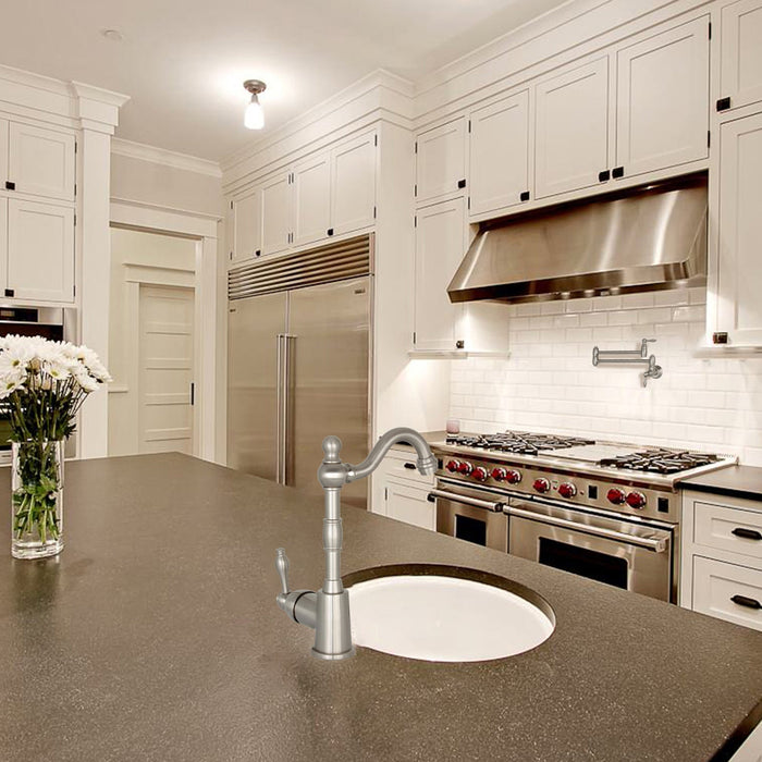 One-Handle Brushed Nickel Brass Widespread Kitchen Bar Faucet - AK96118P1-BN