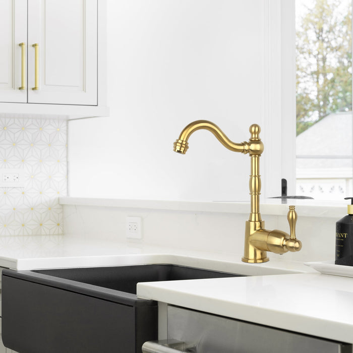 One-Handle Brushed Gold Widespread Kitchen Bar Faucet - AK96118P1-BTG