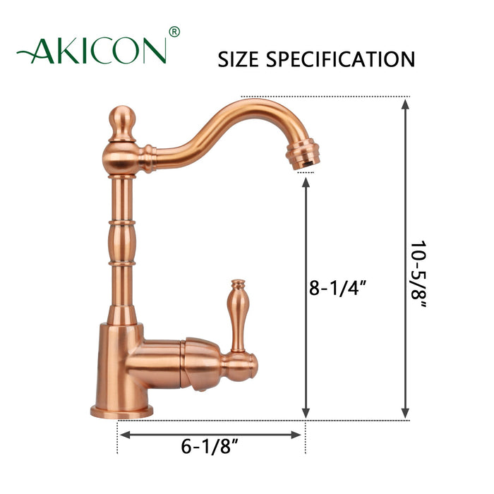 One-Handle Copper Widespread Kitchen Bar Faucet — AK96118P1-C-48