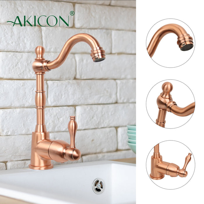 One-Handle Copper Widespread Kitchen Bar Faucet — AK96118P1-C-48