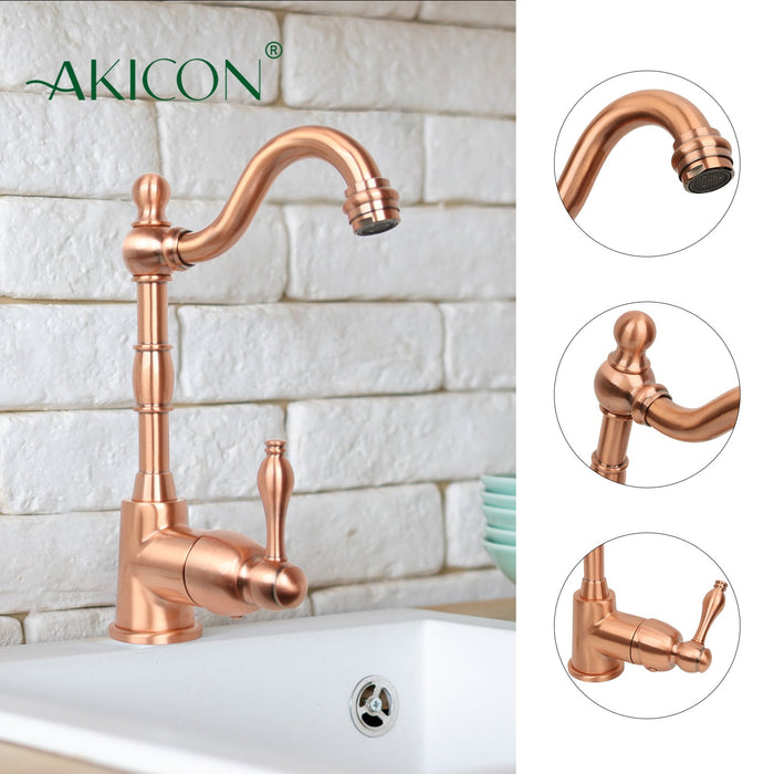 One-Handle Copper Widespread Kitchen Bar Faucet - AK96118P1