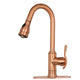 Copper Pull Out Kitchen Faucet, Single Level Solid Brass Kitchen Sink Faucets with Pull Down Sprayer — AK96415-D-C-48