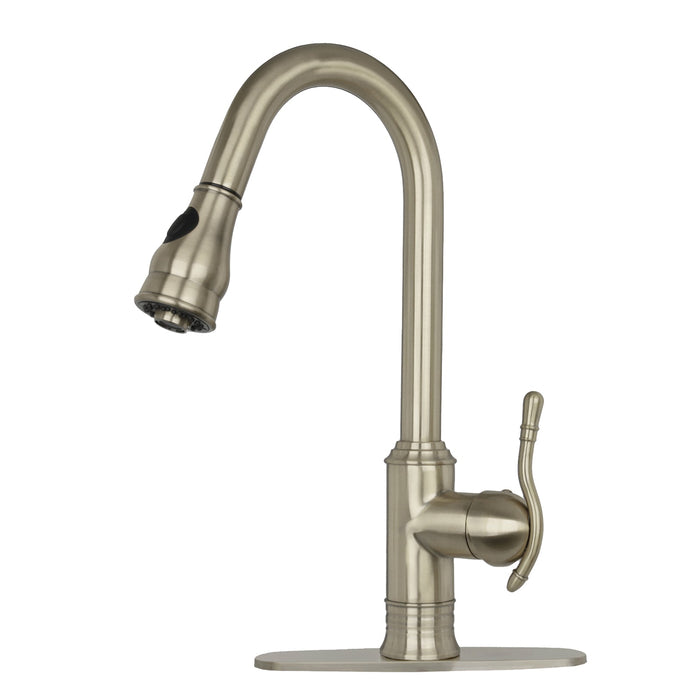 Copper Pull Out Kitchen Faucet, Single Level Solid Brass Kitchen Sink Faucets with Pull Down Sprayer — AK96415-D-C-48