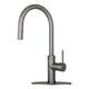 Gun Black Pull Out Kitchen Faucet with Deck Plate, Single Level Solid Brass Kitchen Sink Faucets with Pull Down Sprayer — AK96416-BGB