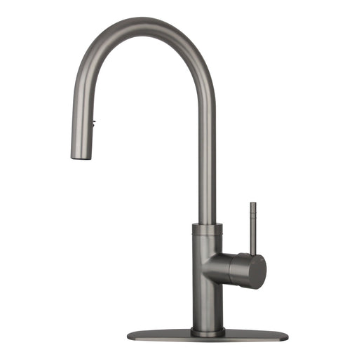Oil Rubbed Bronze Pull Out Kitchen Faucet with Deck Plate, Single Level Solid Brass Kitchen Sink Faucets with Pull Down Sprayer - Additional View