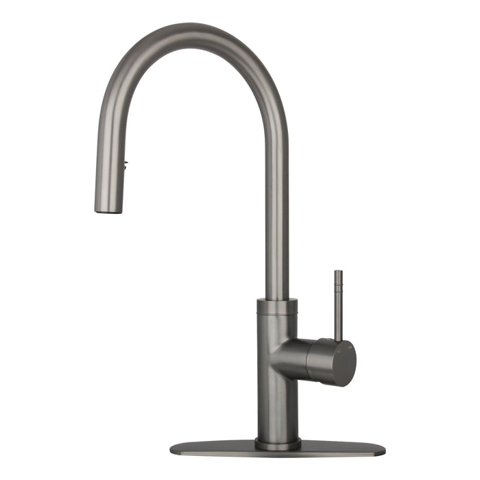 Oil Rubbed Bronze Pull Out Kitchen Faucet with Deck Plate, Single Level Solid Brass Kitchen Sink Faucets with Pull Down Sprayer-AK96416-ORB