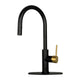 Matte Black & Brushed Gold Pull Out Kitchen Faucet with Deck Plate, Single Level Solid Brass Kitchen Sink Faucets with Pull Down Sprayer — AK96416-BLBG