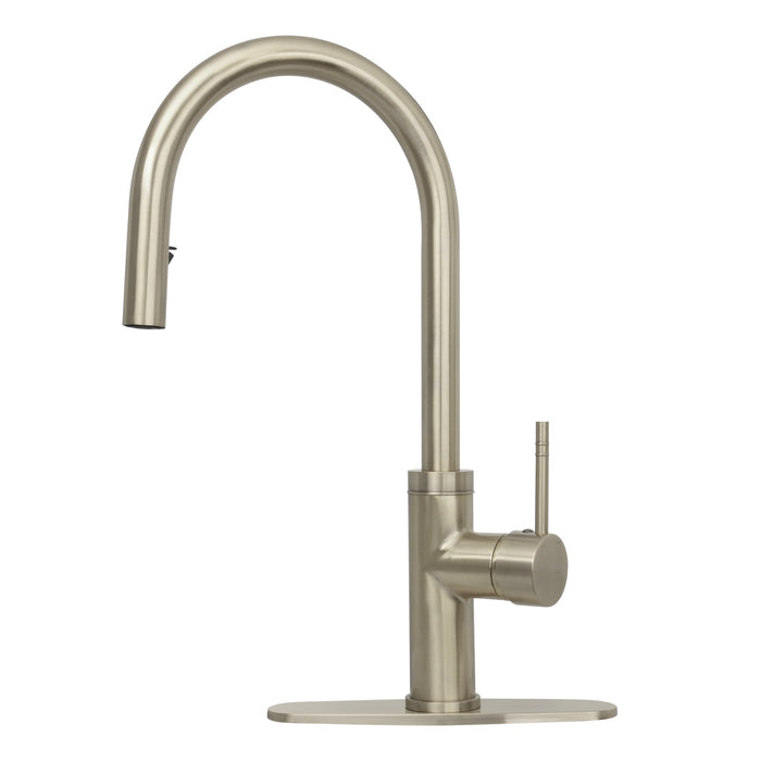 Oil Rubbed Bronze Pull Out Kitchen Faucet with Deck Plate, Single Level Solid Brass Kitchen Sink Faucets with Pull Down Sprayer-AK96416-ORB