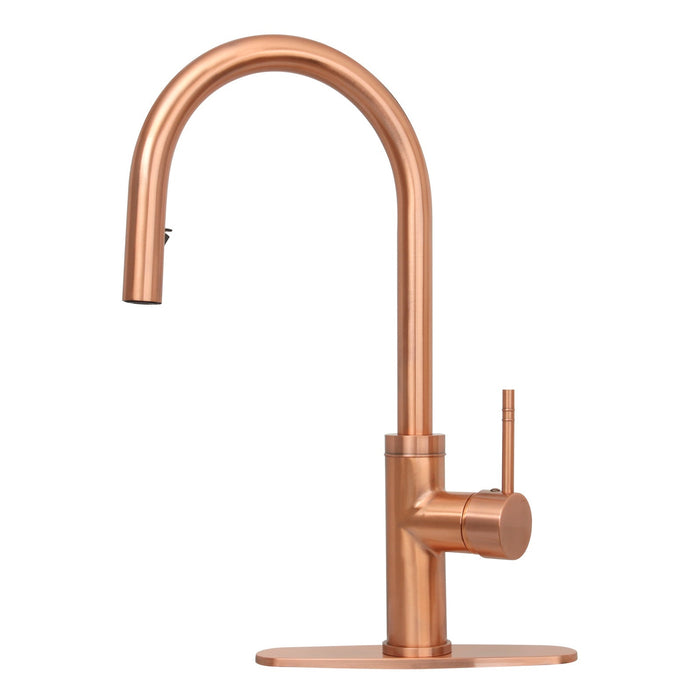 Oil Rubbed Bronze Pull Out Kitchen Faucet with Deck Plate, Single Level Solid Brass Kitchen Sink Faucets with Pull Down Sprayer-AK96416-ORB