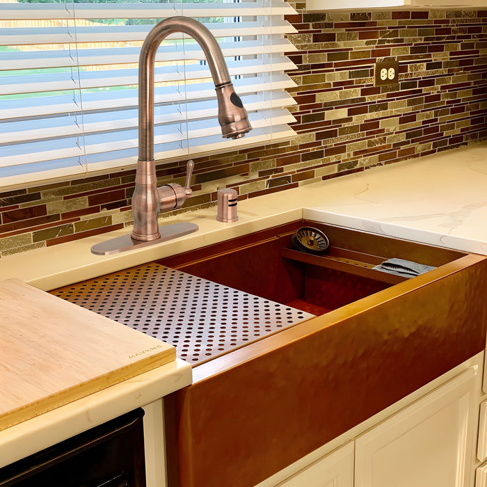 Pull Out Kitchen Faucet with Deck Plate, Single Level Solid Brass Kitchen Sink Faucets with Pull Down Sprayer-AK96418-D-AC