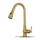 Pull Out Kitchen Faucet with Deck Plate, Single Level Solid Brass Kitchen Sink Faucets with Pull Down Sprayer — AK96418-D-BTG