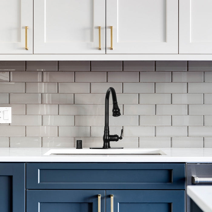 Pull Out Kitchen Faucet with Deck Plate, Single Level Solid Brass Kitchen Sink Faucets with Pull Down Sprayer-AK96418-D-MB