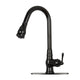 Pull Out Kitchen Faucet with Deck Plate, Single Level Solid Brass Kitchen Sink Faucets with Pull Down Sprayer — AK96418-D-MB