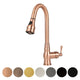 Copper Pull Out Kitchen Faucet, Single Level Solid Brass Kitchen Sink Faucets with Pull Down Sprayer — AK96418-C