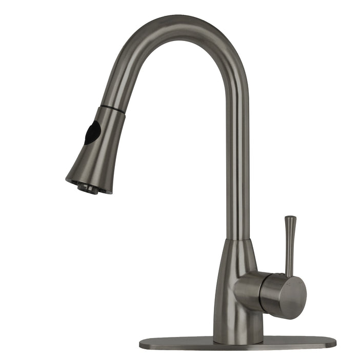 Copper Pull Out Kitchen Faucet, Single Level Solid Brass Kitchen Sink Faucets with Pull Down Sprayer — AK96455-C-48