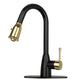 Two-Tone Matte Black & Gold Pull Out Kitchen Faucet with Deck Plate, Single Level Solid Brass Kitchen Sink Faucets with Pull Down Sprayer — AK96455BLZG
