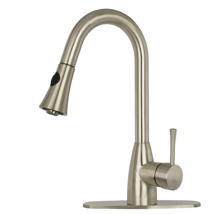 Copper Pull Out Kitchen Faucet, Single Level Solid Brass Kitchen Sink Faucets with Pull Down Sprayer — AK96455-C-48