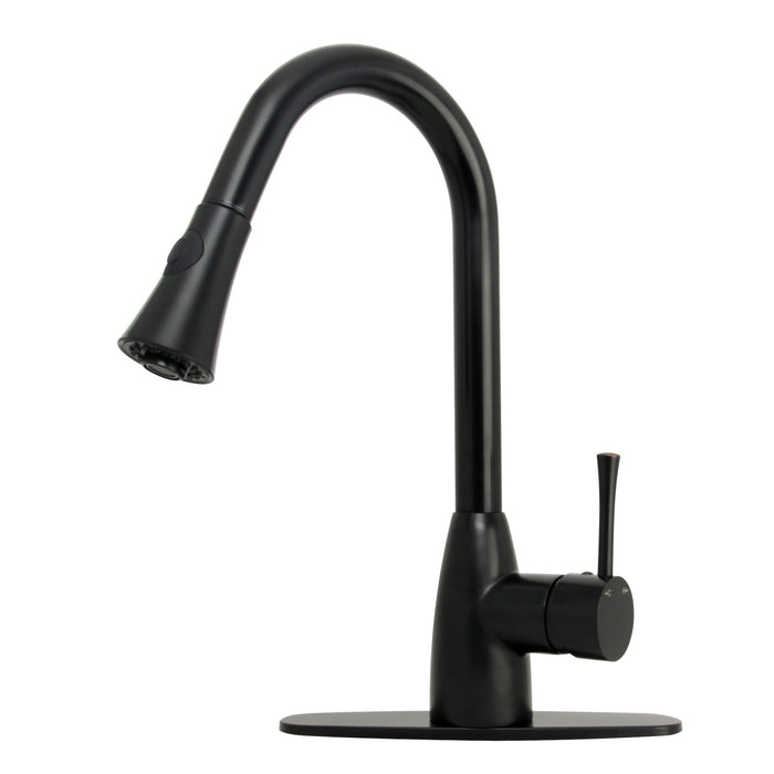Copper Pull Out Kitchen Faucet, Single Level Solid Brass Kitchen Sink Faucets with Pull Down Sprayer — AK96455-C-48
