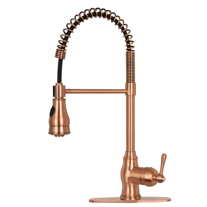 Oil Rubbed Bronze Pre-Rinse Spring Kitchen Faucet, Single Level Solid Brass Kitchen Sink Faucets with Pull Down Sprayer - AK96518-ORB