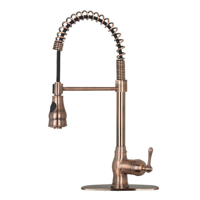 Oil Rubbed Bronze Pre-Rinse Spring Kitchen Faucet, Single Level Solid Brass Kitchen Sink Faucets with Pull Down Sprayer - AK96518-ORB